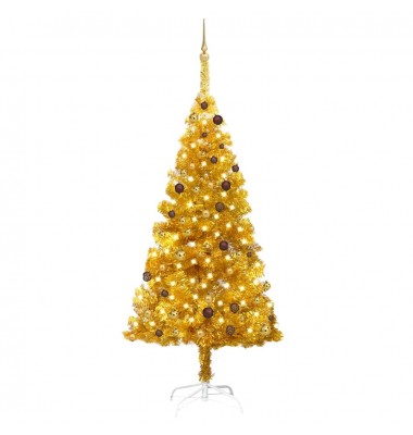  Dirbtinė Kalėdų eglutė su LED/žaisliukais, auksinė, 210cm, PET - Kalėdinės eglutės - 1