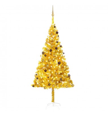  Dirbtinė Kalėdų eglutė su LED/žaisliukais, auksinė, 240cm, PET - Kalėdinės eglutės - 1