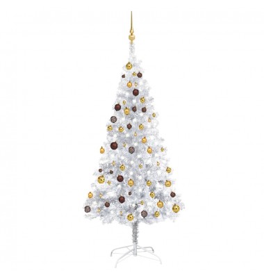  Kalėdų eglutė su LED/žaisliukais, sidabrinė, 180cm, PET - Kalėdinės eglutės - 1