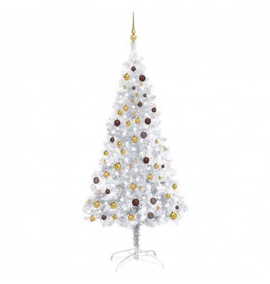  Kalėdų eglutė su LED/žaisliukais, sidabrinė, 210cm, PET - Kalėdinės eglutės - 1