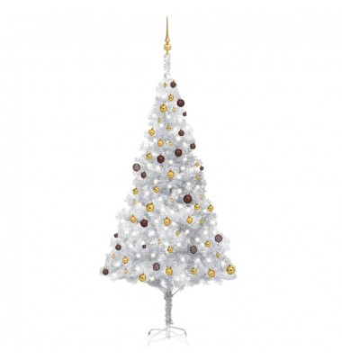  Kalėdų eglutė su LED/žaisliukais, sidabrinė, 240cm, PET - Kalėdinės eglutės - 1