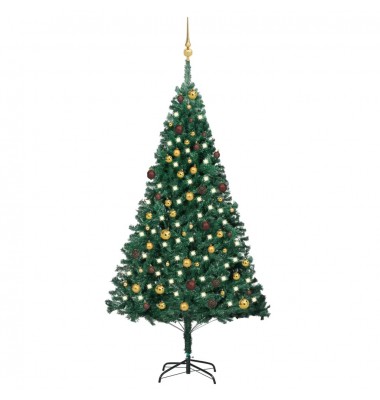  Dirbtinė Kalėdų eglutė su LED/žaisliukais, žalia, 210cm, PVC - Kalėdinės eglutės - 1