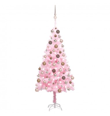  Dirbtinė Kalėdų eglutė su LED/žaisliukais, rožinė, 120cm, PVC - Kalėdinės eglutės - 1