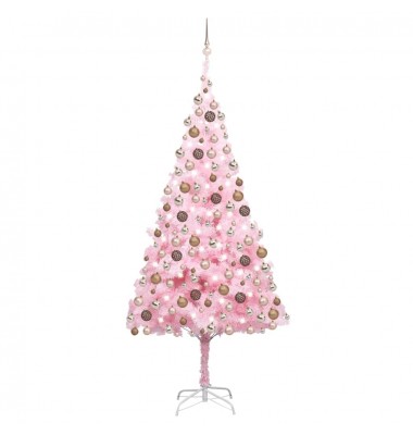  Dirbtinė Kalėdų eglutė su LED/žaisliukais, rožinė, 210cm, PVC - Kalėdinės eglutės - 1