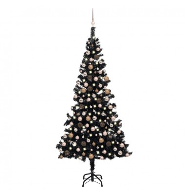 Dirbtinė Kalėdų eglutė su LED/žaisliukais, juoda, 240cm, PVC  - Kalėdinės eglutės - 1