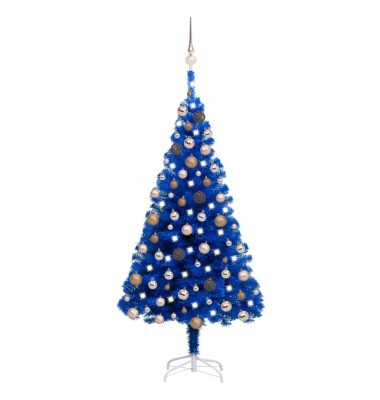  Dirbtinė Kalėdų eglutė su LED/žaisliukais, mėlyna, 150cm, PVC  - Kalėdinės eglutės - 1