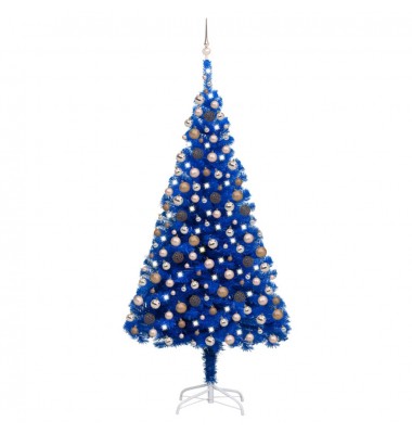 Dirbtinė Kalėdų eglutė su LED/žaisliukais, mėlyna, 210cm, PVC  - Kalėdinės eglutės - 1