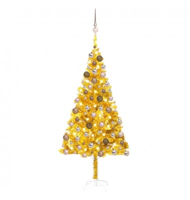  Dirbtinė Kalėdų eglutė su LED/žaisliukais, auksinė, 180cm, PET   - Kalėdinės eglutės - 1