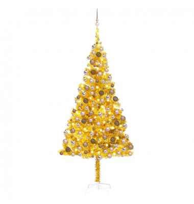  Dirbtinė Kalėdų eglutė su LED/žaisliukais, auksinė, 210cm, PET  - Kalėdinės eglutės - 1