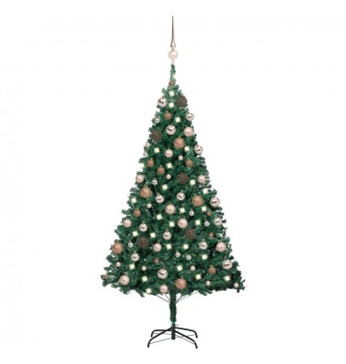  Dirbtinė Kalėdų eglutė su LED ir žaisliukais, žalia, 180cm, PVC  - Kalėdinės eglutės - 1