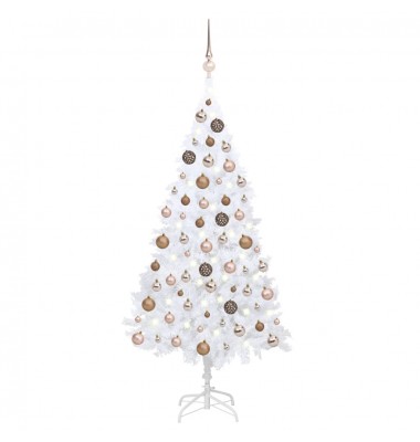  Dirbtinė Kalėdų eglutė su LED ir žaisliukais, balta, 150cm, PVC  - Kalėdinės eglutės - 1