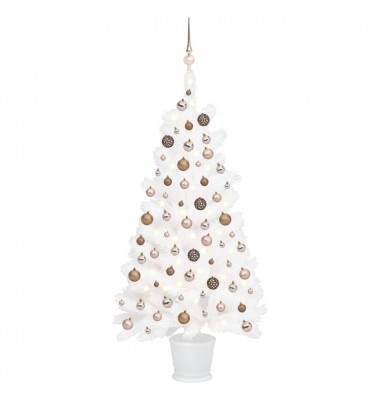  Dirbtinė Kalėdų eglutė su LED ir žaisliukais, balta, 90cm - Kalėdinės eglutės - 1