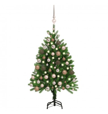  Dirbtinė Kalėdų eglutė su LED ir žaisliukais, žalia, 120cm - Kalėdinės eglutės - 1