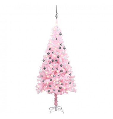  Dirbtinė Kalėdų eglutė su LED/žaisliukais, rožinė, 150cm, PVC  - Kalėdinės eglutės - 1