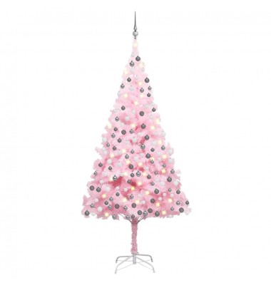  Dirbtinė Kalėdų eglutė su LED/žaisliukais, rožinė, 210cm, PVC  - Kalėdinės eglutės - 1