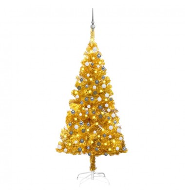  Dirbtinė Kalėdų eglutė su LED/žaisliukais, auksinė, 120cm, PET - Kalėdinės eglutės - 1