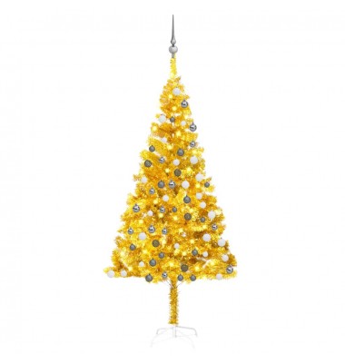  Dirbtinė Kalėdų eglutė su LED/žaisliukais, auksinė, 180cm, PET  - Kalėdinės eglutės - 1
