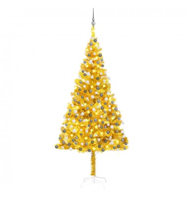  Dirbtinė Kalėdų eglutė su LED/žaisliukais, auksinė, 210cm, PET  - Kalėdinės eglutės - 1