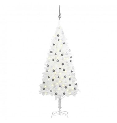  Dirbtinė Kalėdų eglutė su LED ir žaisliukais, balta, 180cm - Kalėdinės eglutės - 1