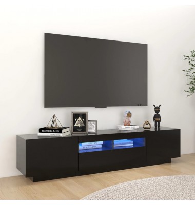  Televizoriaus spintelė su LED apšvietimu, juoda, 180x35x40cm - TV spintelės - 1