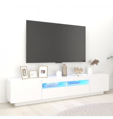  Televizoriaus spintelė su LED apšvietimu, balta, 200x35x40cm - TV spintelės - 1