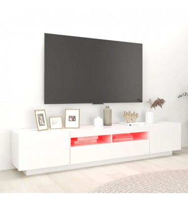  Televizoriaus spintelė su LED apšvietimu, balta, 200x35x40cm - TV spintelės - 3