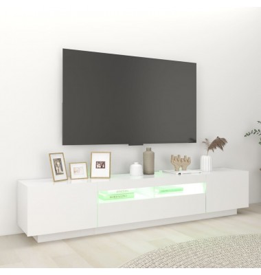  Televizoriaus spintelė su LED apšvietimu, balta, 200x35x40cm - TV spintelės - 4