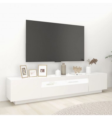  Televizoriaus spintelė su LED apšvietimu, balta, 200x35x40cm - TV spintelės - 5