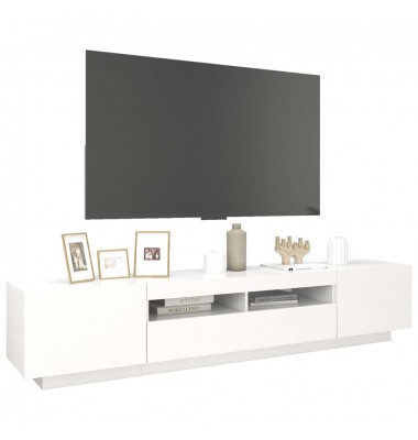  Televizoriaus spintelė su LED apšvietimu, balta, 200x35x40cm - TV spintelės - 6