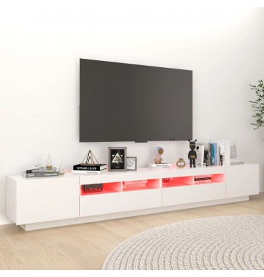  Televizoriaus spintelė su LED apšvietimu, balta, 260x35x40cm - TV spintelės - 5