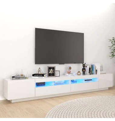  TV spintelė su LED apšvietimu, balta, 260x35x40cm, blizgi - TV spintelės - 1