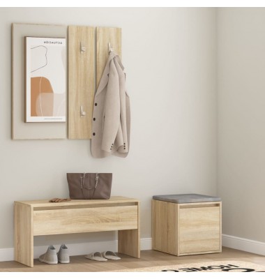 Koridoriaus baldų komplektas, ąžuolo spalvos, apdirbta mediena - Prieškambario komplektai - 1