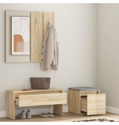 Koridoriaus baldų komplektas, ąžuolo spalvos, apdirbta mediena - Prieškambario komplektai - 3