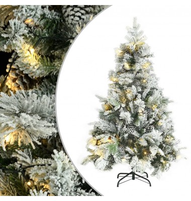  Kalėdų eglutė su sniegu/LED/kankorėžiais, 150cm, PVC ir PE - Kalėdinės eglutės - 1