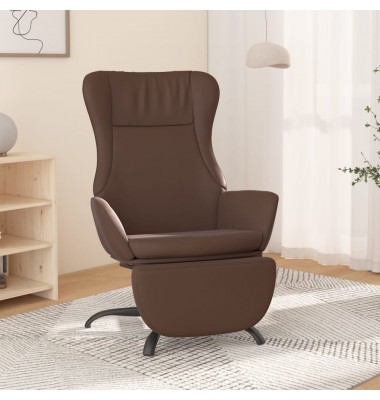  Poilsio kėdė su pakoja, rudos spalvos, dirbtinė oda, blizgi - Foteliai, krėslai - 1