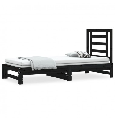  Ištraukiama lova, juoda, 2x(90x190)cm, pušies medienos masyvas - Lovos - 2