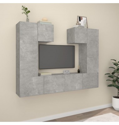 TV spintelių komplektas, 6 dalių, betono pilkas, mediena - TV spintelės - 1