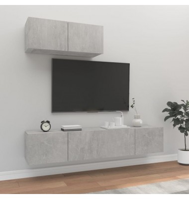 TV spintelių komplektas, 3 dalių, betono pilkas, mediena - TV spintelės - 1