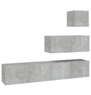 TV spintelių komplektas, 4 dalių, betono pilkas, mediena - TV spintelės - 2