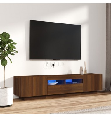  TV spintelių komplektas su LED, 2 dalių, rudas ąžuolo, mediena - TV spintelės - 1