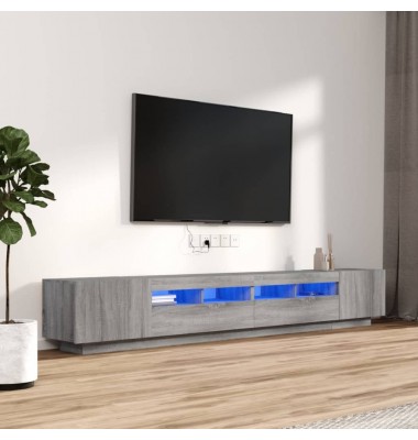 TV spintelių komplektas su LED, 3 dalių, pilkas ąžuolo, mediena - TV spintelės - 1