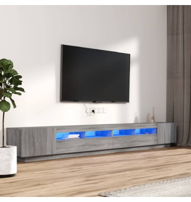 TV spintelių komplektas su LED, 3 dalių, pilkas ąžuolo, mediena - TV spintelės - 1