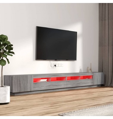 TV spintelių komplektas su LED, 3 dalių, pilkas ąžuolo, mediena - TV spintelės - 3