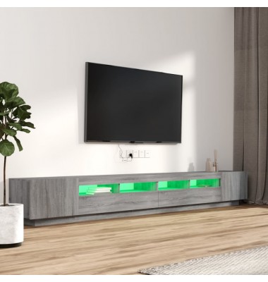 TV spintelių komplektas su LED, 3 dalių, pilkas ąžuolo, mediena - TV spintelės - 4