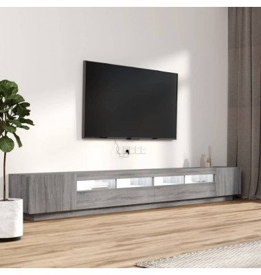 TV spintelių komplektas su LED, 3 dalių, pilkas ąžuolo, mediena - TV spintelės - 5