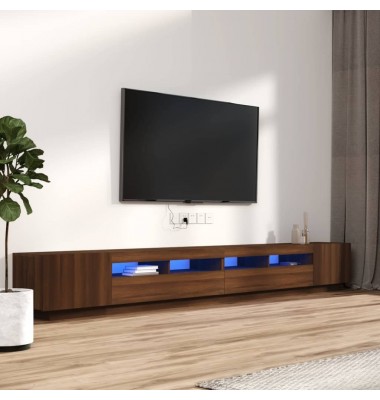 TV spintelių komplektas su LED, 3 dalių, rudas ąžuolo, mediena - Svetainės komplektai, Sekcijos - 1