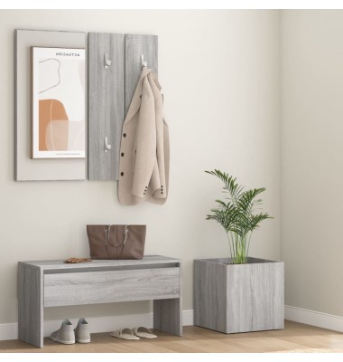 Koridoriaus baldų komplektas, pilkas ąžuolo, apdirbta mediena - Prieškambario komplektai - 1