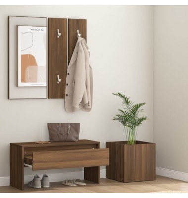 Koridoriaus baldų komplektas, rudas ąžuolo, apdirbta mediena - Prieškambario komplektai - 3