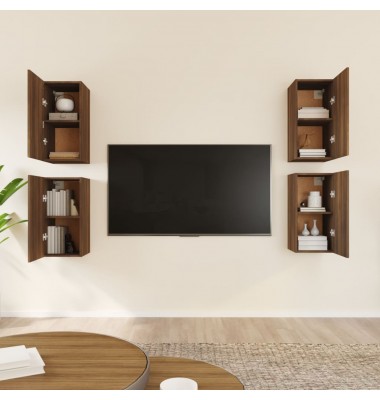 TV spintelės, 4vnt., rudos ąžuolo, 30,5x30x60cm, mediena - TV spintelės - 3