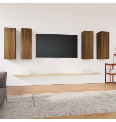 TV spintelės, 4vnt., rudos ąžuolo, 30,5x30x90cm, mediena - TV spintelės - 1